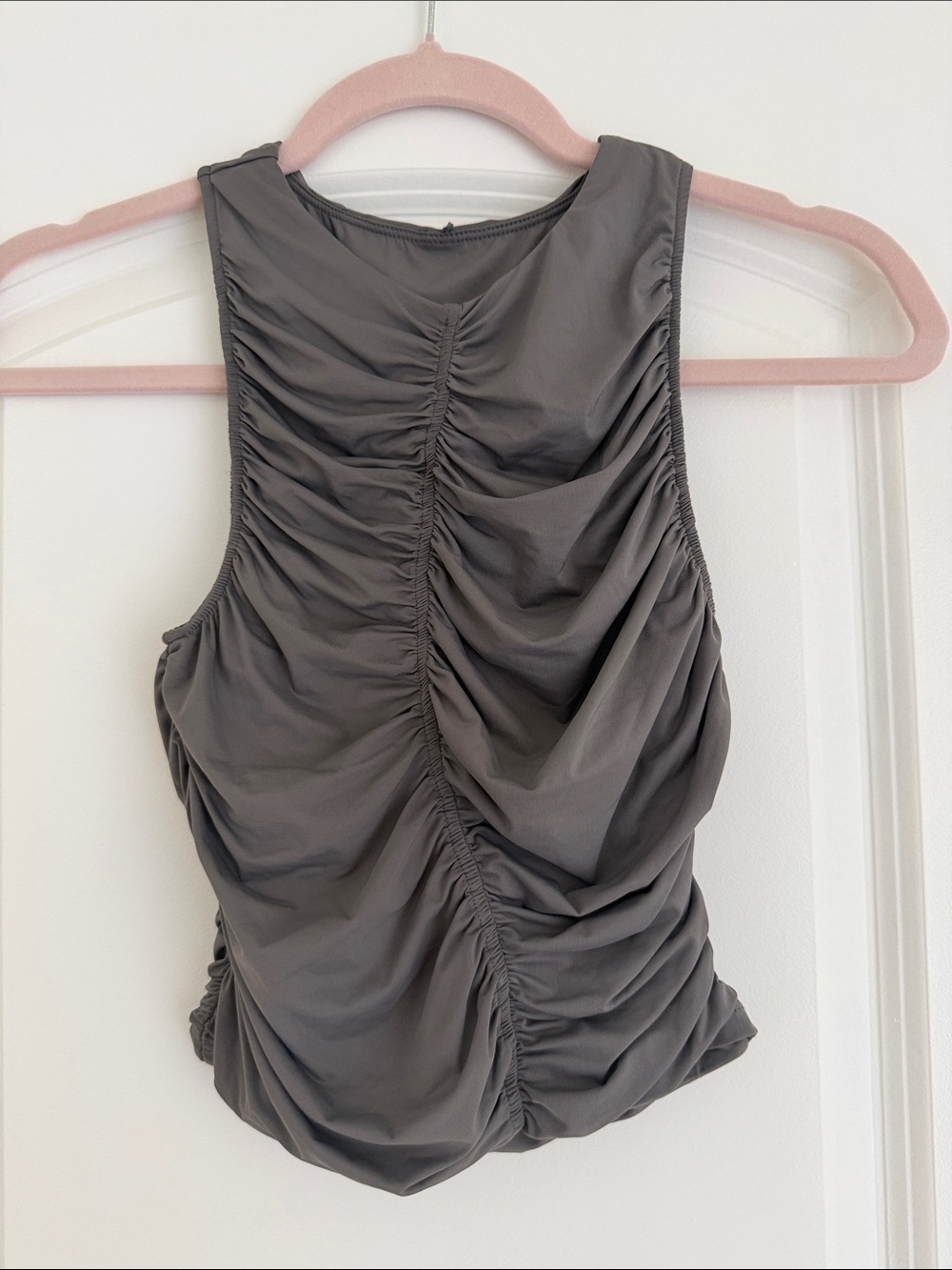 Garage Ruched Sleeveless Tank Top - Gray